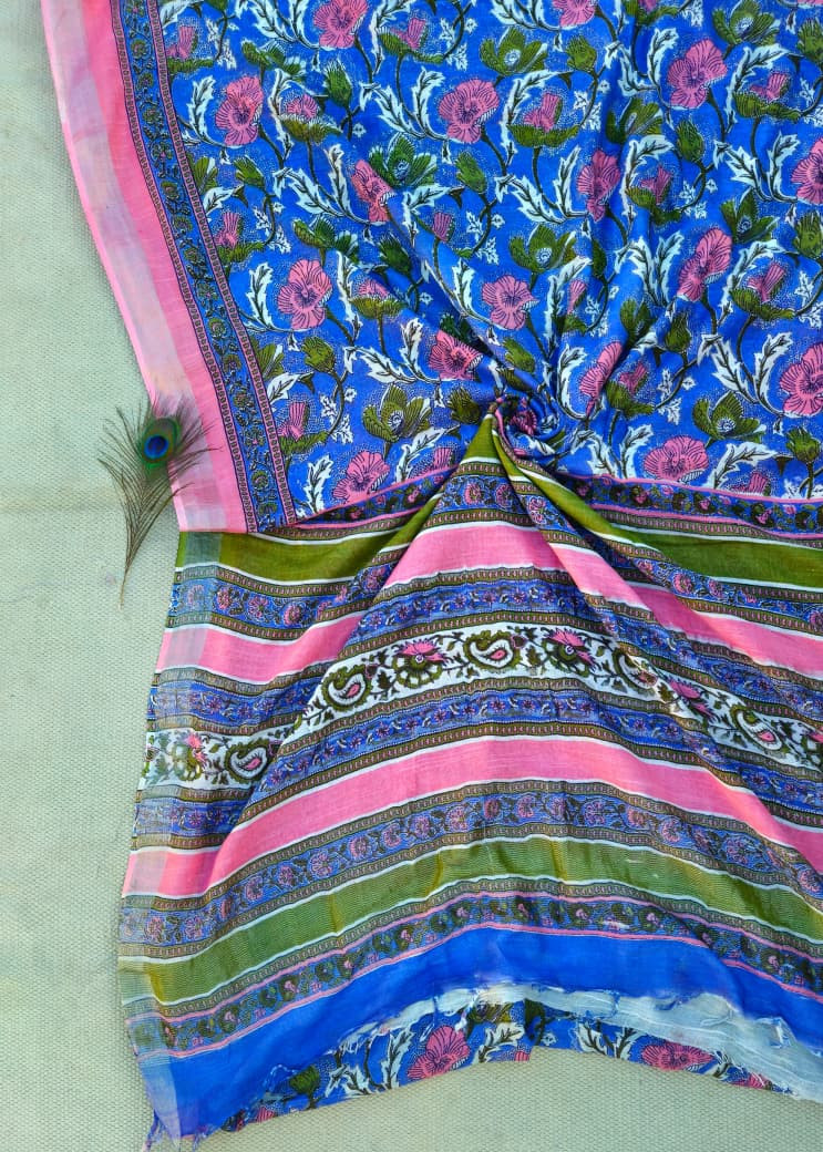 Shri Balaji Emporium 6768C Hand Block Printed Ajrak Modal Silk Saree