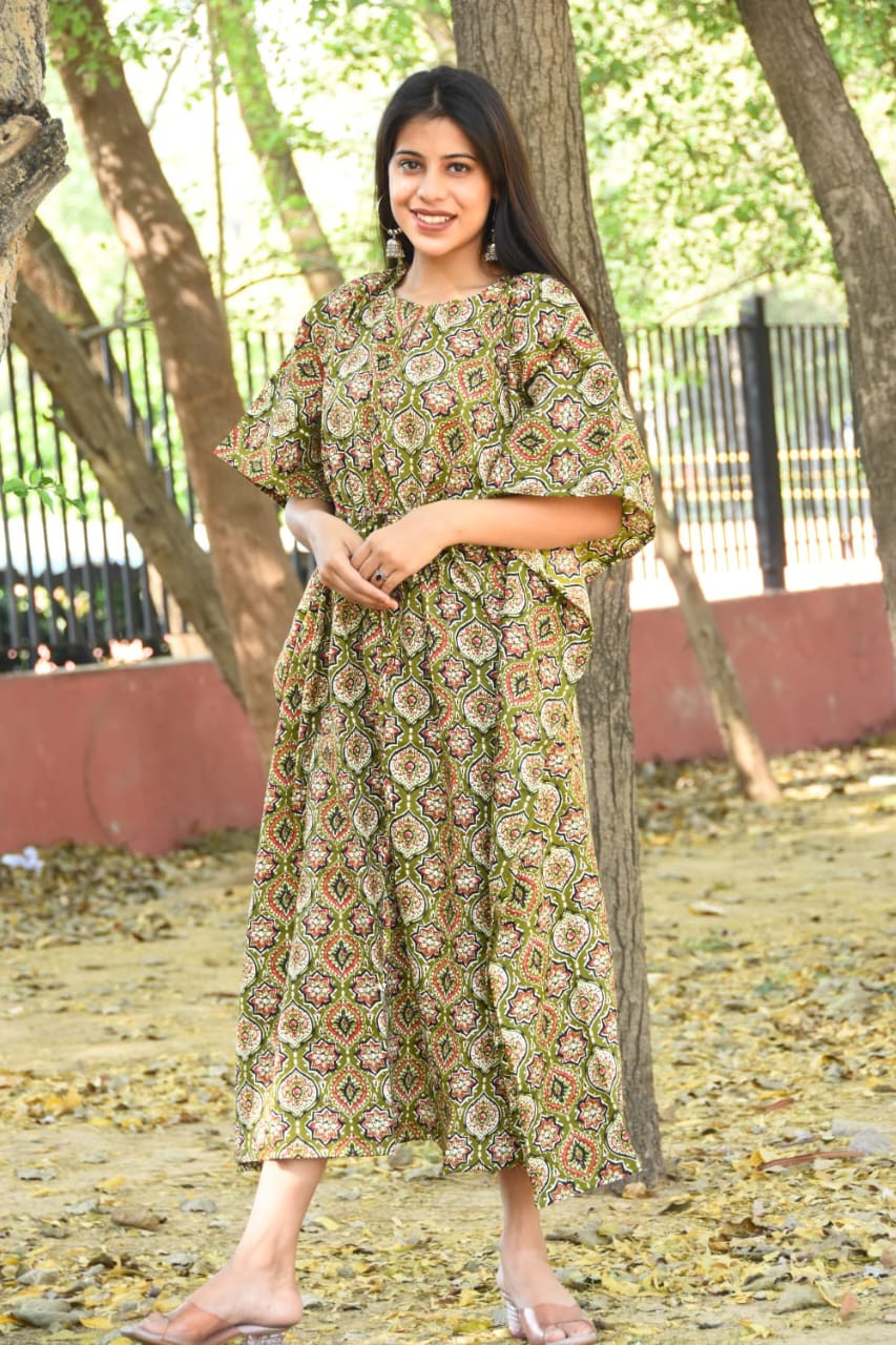 Cotton Multi Colour Party Wear Digital Printed Kaftan