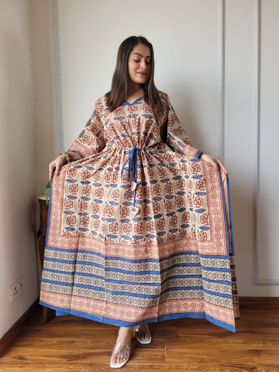 Shri Balaji Emporium 6031B Hand Block Printed & Bandhej Print Cotton Kaftan