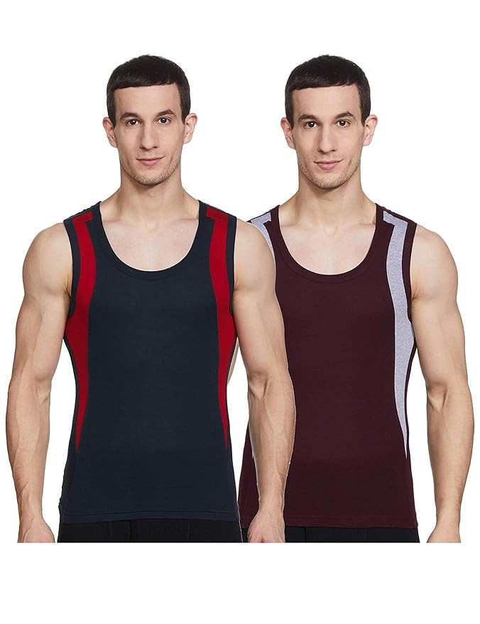 Dixcy Scott Originals Men 100% Combed Cotton Slim Fit Gym Vest (Pack of 2)
