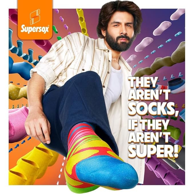 Supersox Ankle Length Socks for Man | Durable Breathable Cotton | Anti-Odor & Antibacterial | Multi Colour | Free Size | Pack of 3