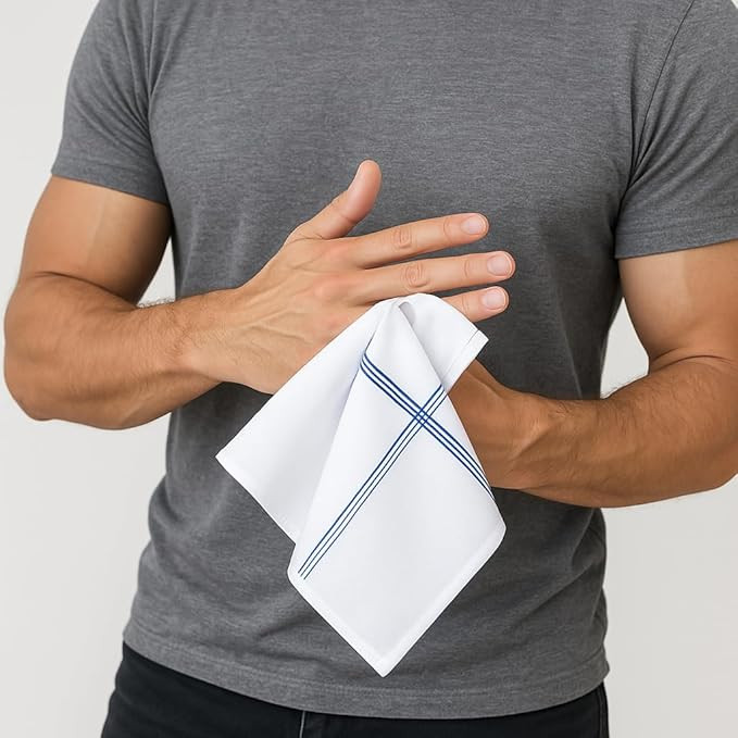 Men’s Cotton White Handkerchief | 100% Pure Soft Cotton Large Size Hanky | Formal & Daily Use Premium Handkerchief for Men