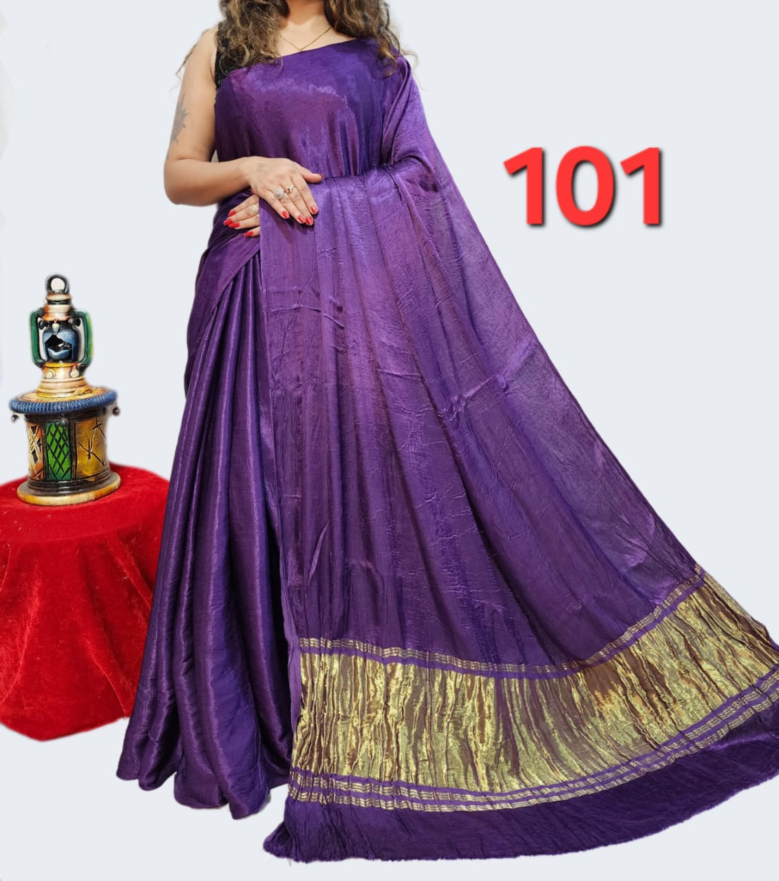 Royal Purple Modal silk plain daying saree