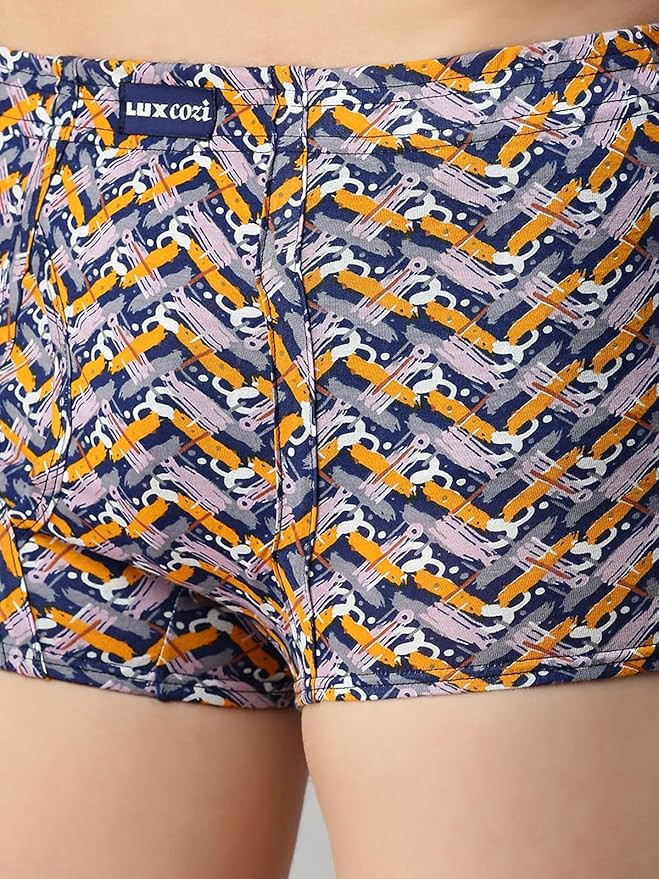 Lux Cozi Mens 100% Cotton Printed Mini Trunk | Printed Mini Trunk for Men | Color and Print May Vary | Mini Trunk for Men Pack of 3