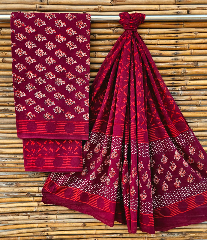 Jaipuri Hand-Block Print Cotton Suit Set