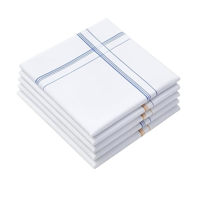 Men’s Cotton White Handkerchief | 100% Pure Soft Cotton Large Size Hanky | Formal & Daily Use Premium Handkerchief for Men